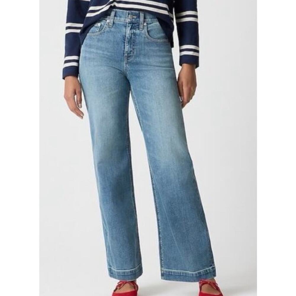 J. Crew Classic wide-leg jean in all-day stretch blue jeans, size 30, Cg447